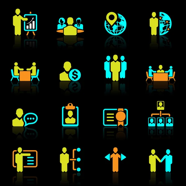 Iconos de gestión empresarial y recursos humanos — Vector de stock