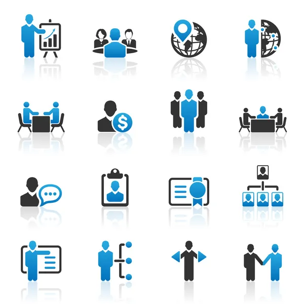 Iconos de gestión empresarial y recursos humanos — Vector de stock