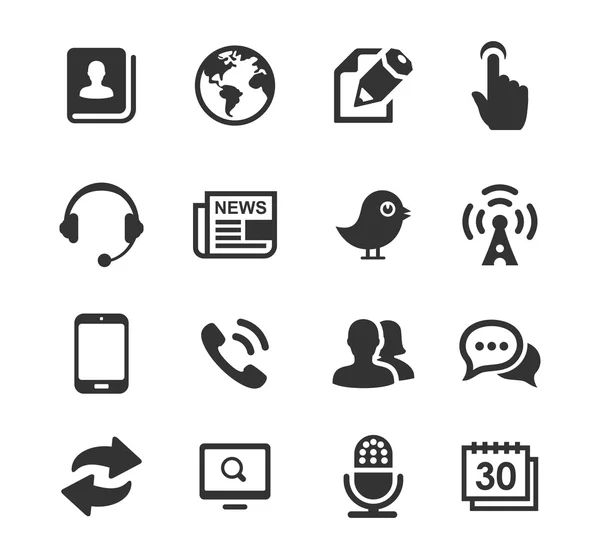 Conjunto de iconos de medios y comunicación serie negra — Vector de stock