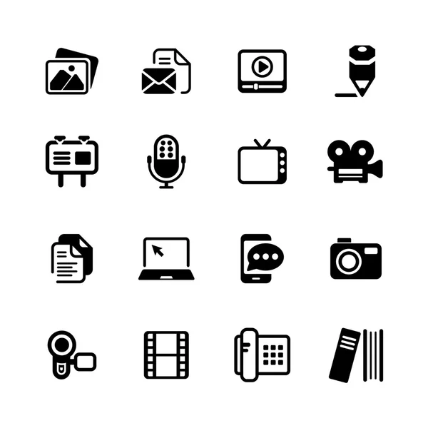 Multimedia Icons basic black series — Stock Vector