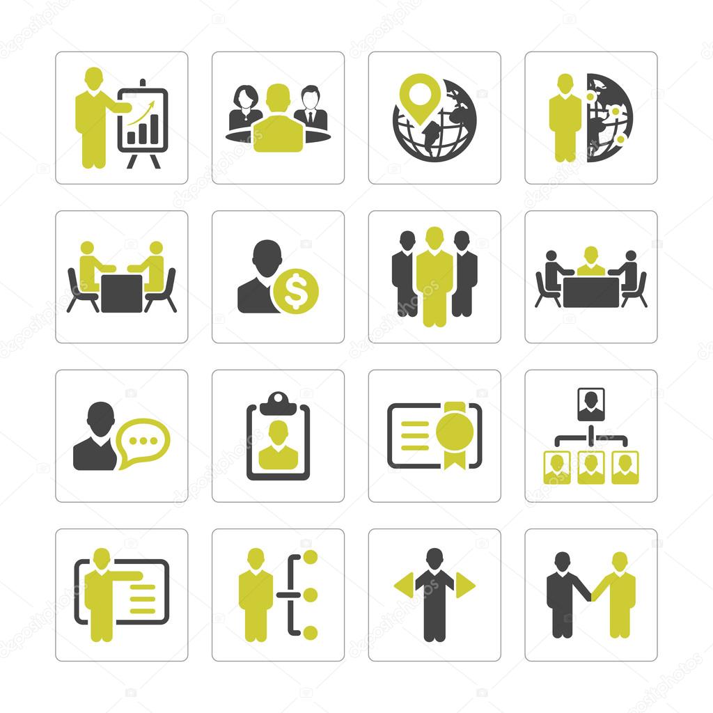 Business management and human resource icons