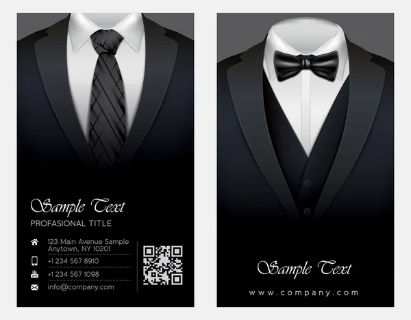 Suit and tuxedo business card — Stock Vector