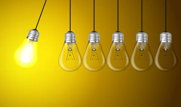Ideia conceito com lâmpadas — Vetor de Stock