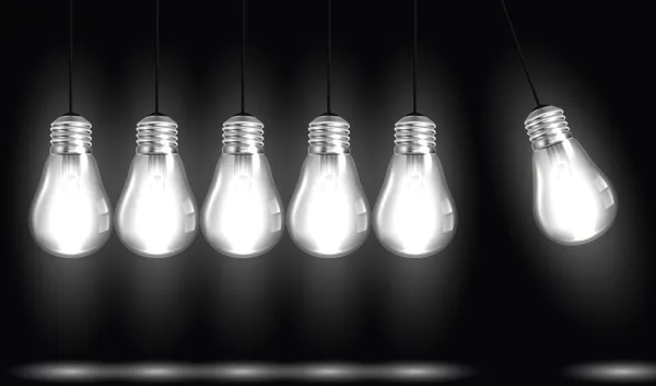 Ideia conceito com lâmpadas — Vetor de Stock