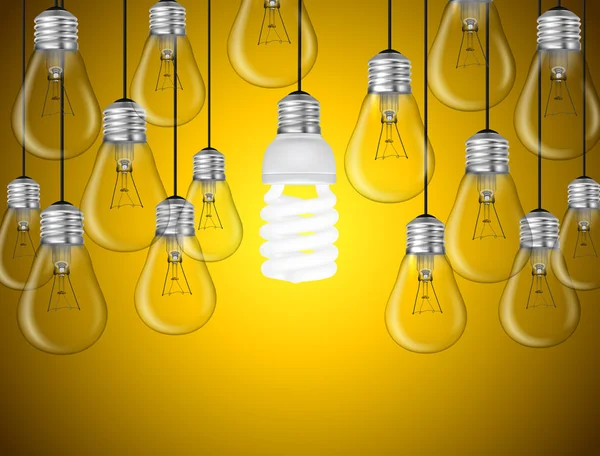 Idea concept with light bulbs — Stock Vector