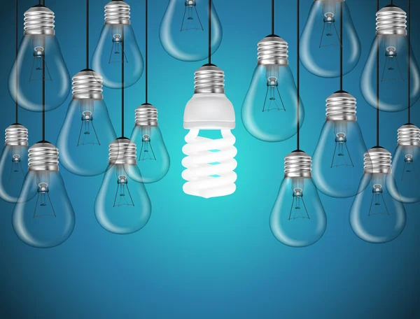 Idea concept with light bulbs — Stock Vector