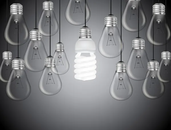 Ideia conceito com lâmpadas —  Vetores de Stock