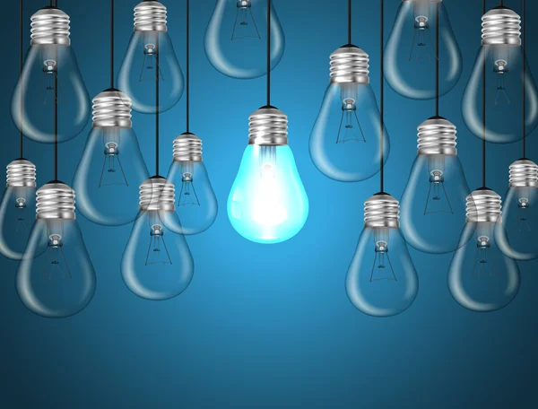 Concepto de idea con bombillas — Vector de stock