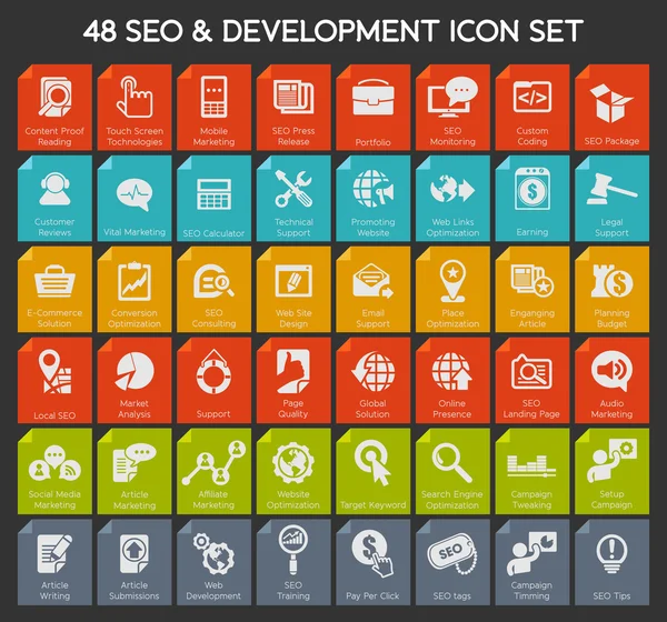 SEO ve geliştirme Icon set — Stok Vektör