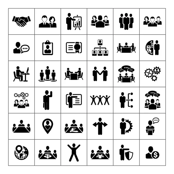 Conjunto de iconos de recursos humanos y gestión — Vector de stock