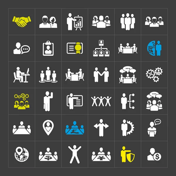 Conjunto de iconos de recursos humanos y gestión — Vector de stock