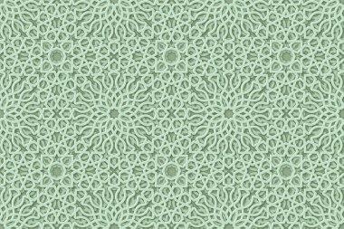 İslami süsleme vektör tarzında 3 boyutlu bir arka plan. Ramazan döngüsü elementleri. İran motifi tarzı. Tasarımınız için geometrik dairesel süslemeName.