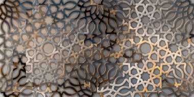 İslamik süsleme vektör tarzında 3 boyutlu desen. Ramazan döngüsü elementleri. İran motifi tarzı. Tasarımınız için geometrik dairesel süslemeName.