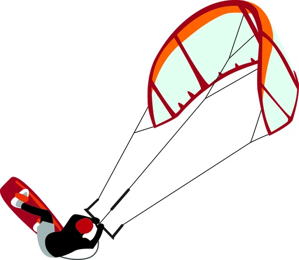 Kite boarding, kitesurf freestyle — Vector de stock