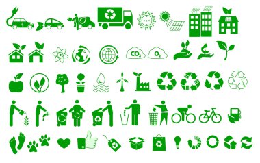 Ecology, environment, recycle icons signs set clipart
