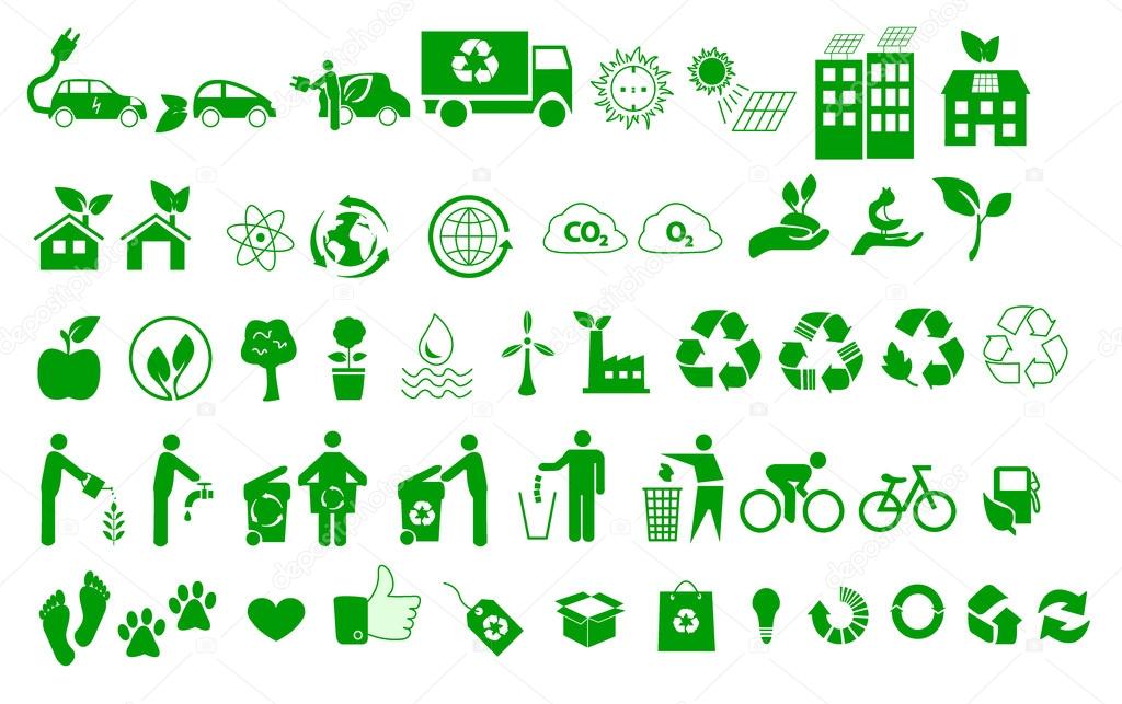 Ecology, environment, recycle icons signs set