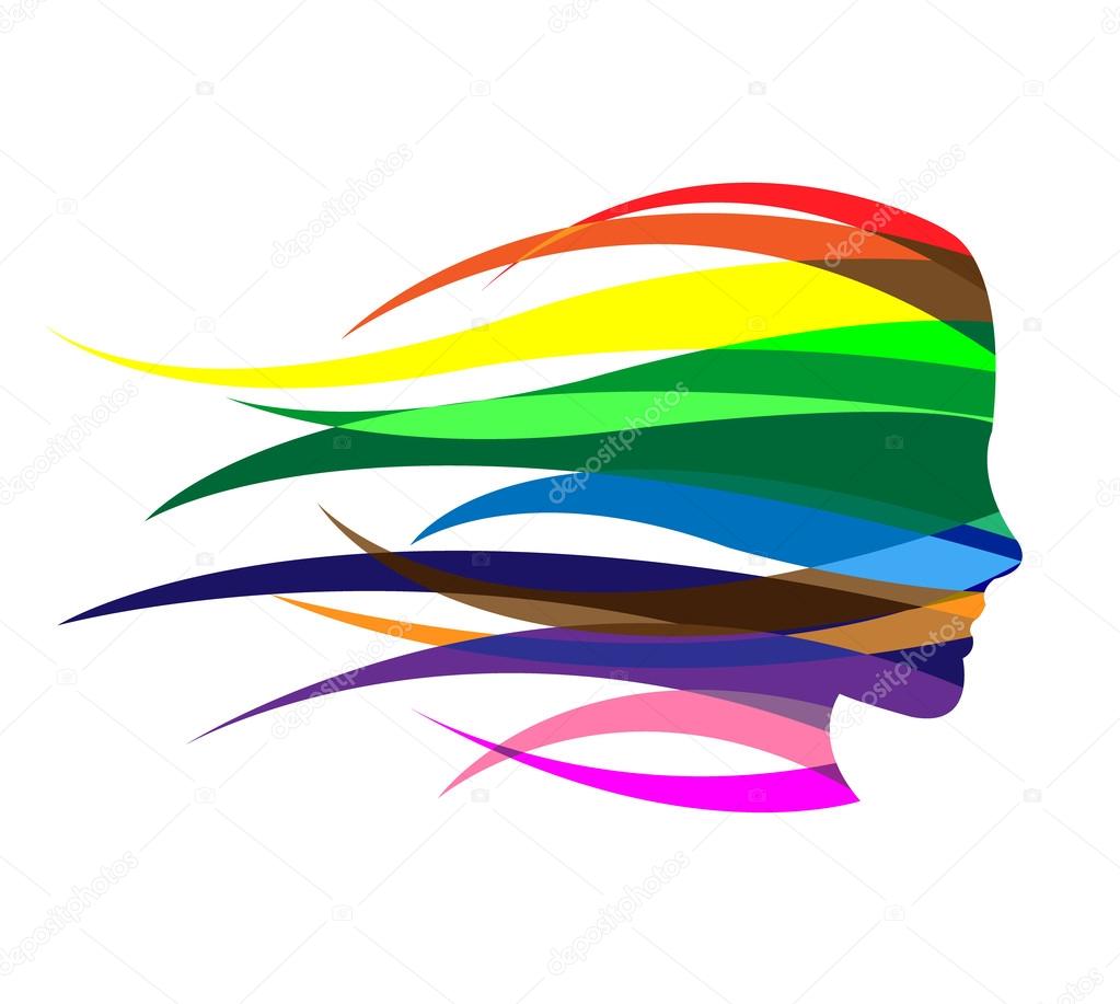 Colorful hair girl logo
