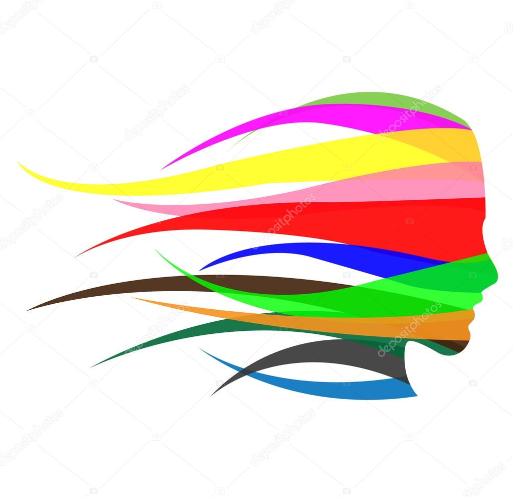 Colorful hair girl logo