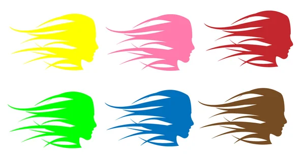 Logo fille cheveux colorés — Image vectorielle