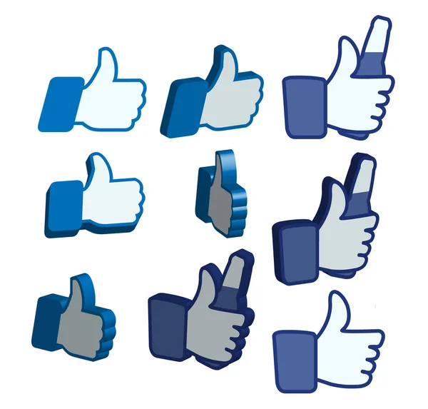 Like thumbs up button set — Stock Vector