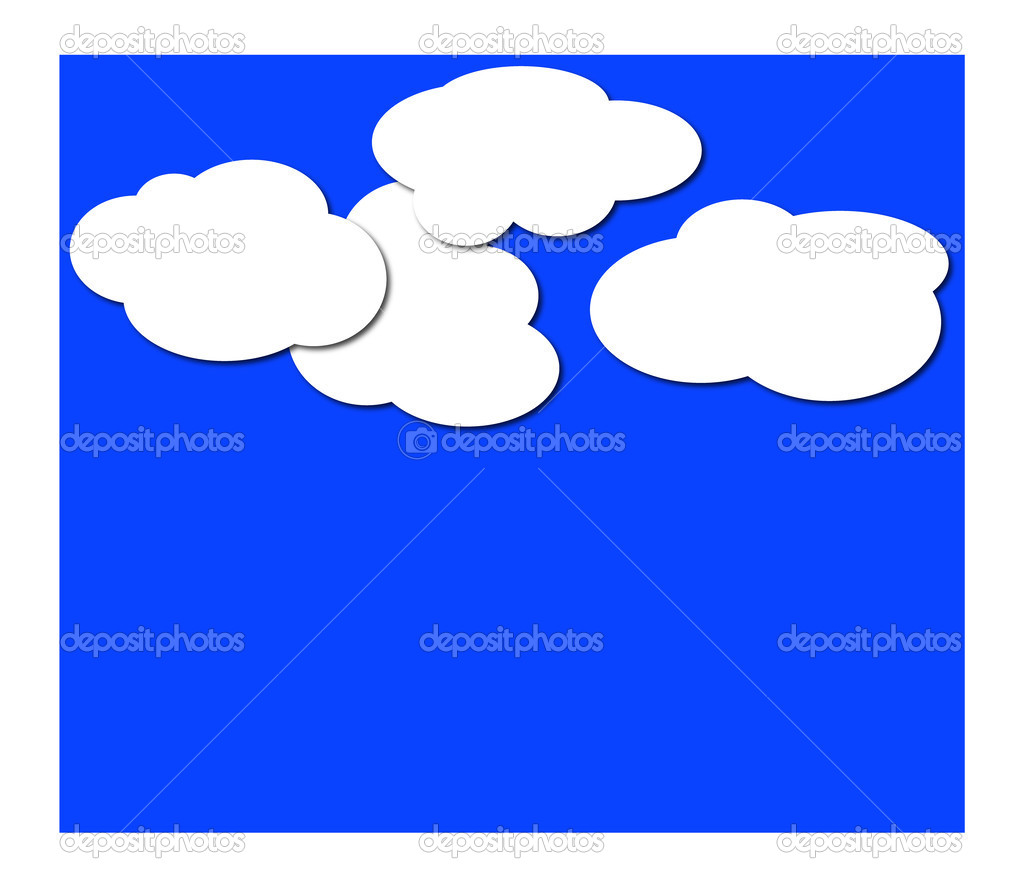 Paper white clouds on blue background