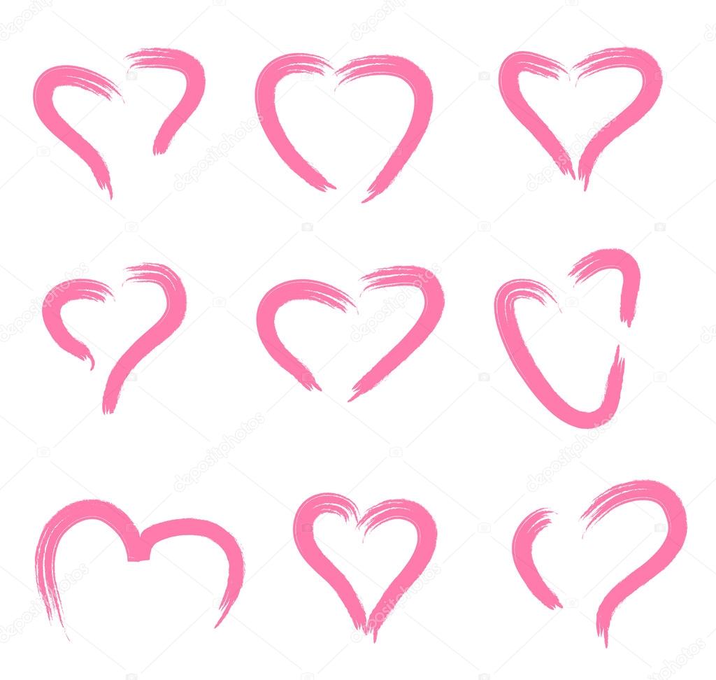 Scribble hearts set vector