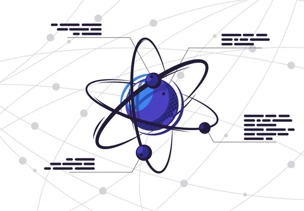 Illustration Vectorielle Atome Particules Avec Une Description Détaillée Chaque Élément — Image vectorielle