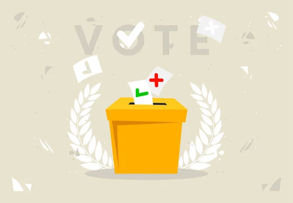 投票箱のベクトル図でティックマークとクロスサインが書かれています民主的な選挙です — ストックベクタ