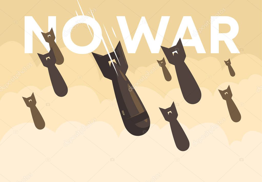 Vector illustration of aerial bombs flying down, no war