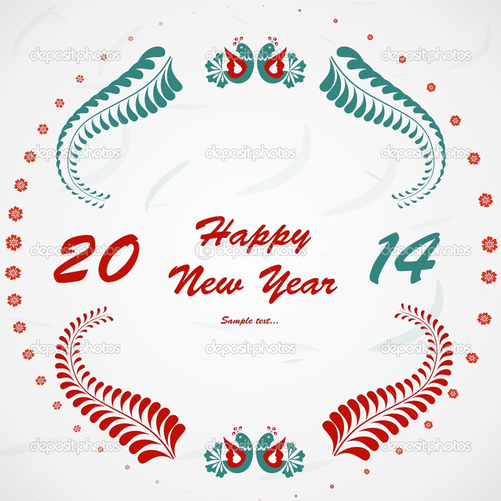 Happy New Year lettering Greeting Card. Vector illustration.