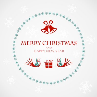 kart Illustration iki kuş. mutlu Noeller.