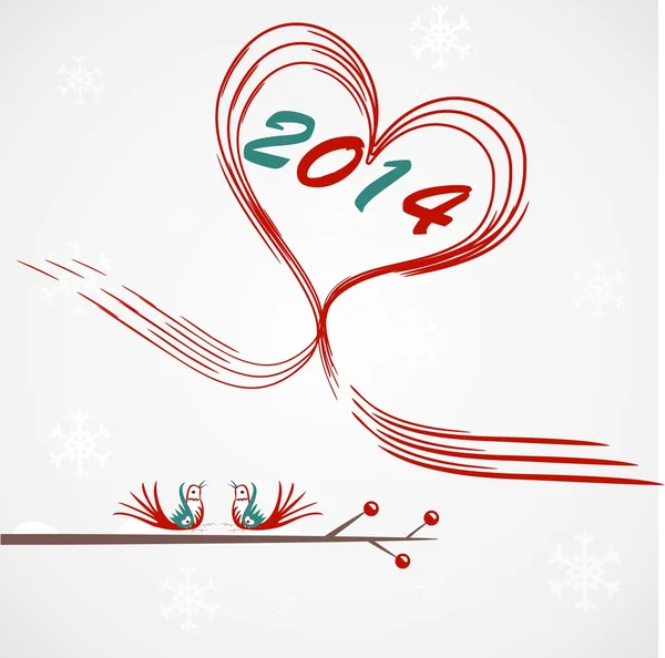 Design estilizado Feliz Ano Novo com pássaros — Vetor de Stock