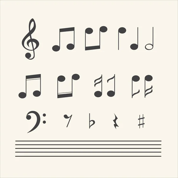 Vector pictogrammen zet muziek noot — Stockvector