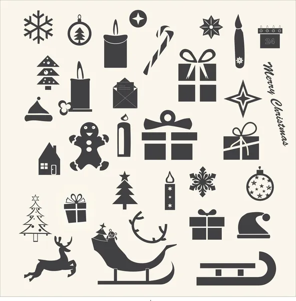 Christmas and Winter icons collection - vector silhouette — Stock Vector