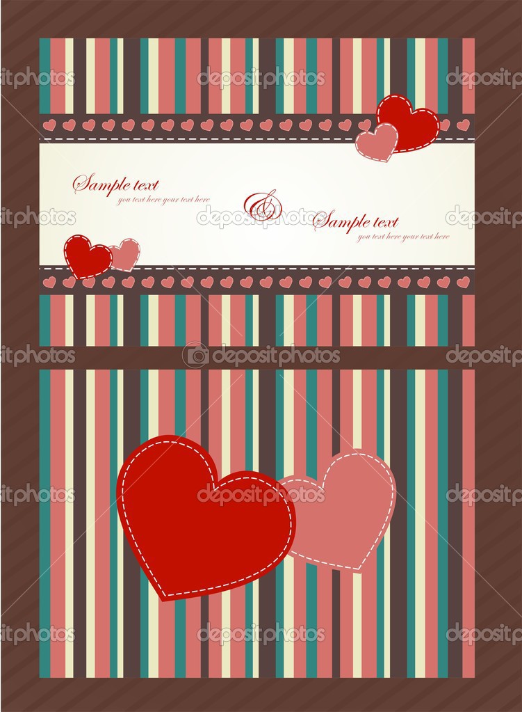 Vector Wedding card or invitation with heart ornament