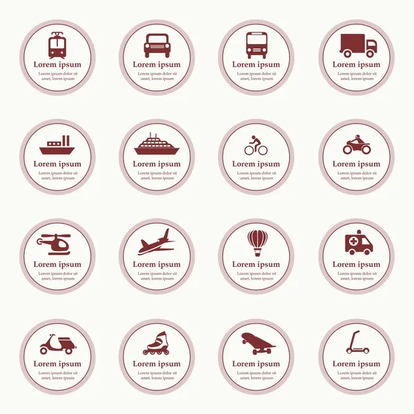 Transportation icons design elements with text — Stock Vector