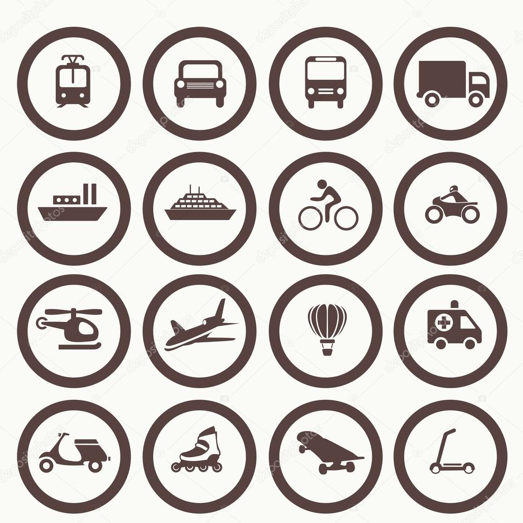 Transportation icons design elements