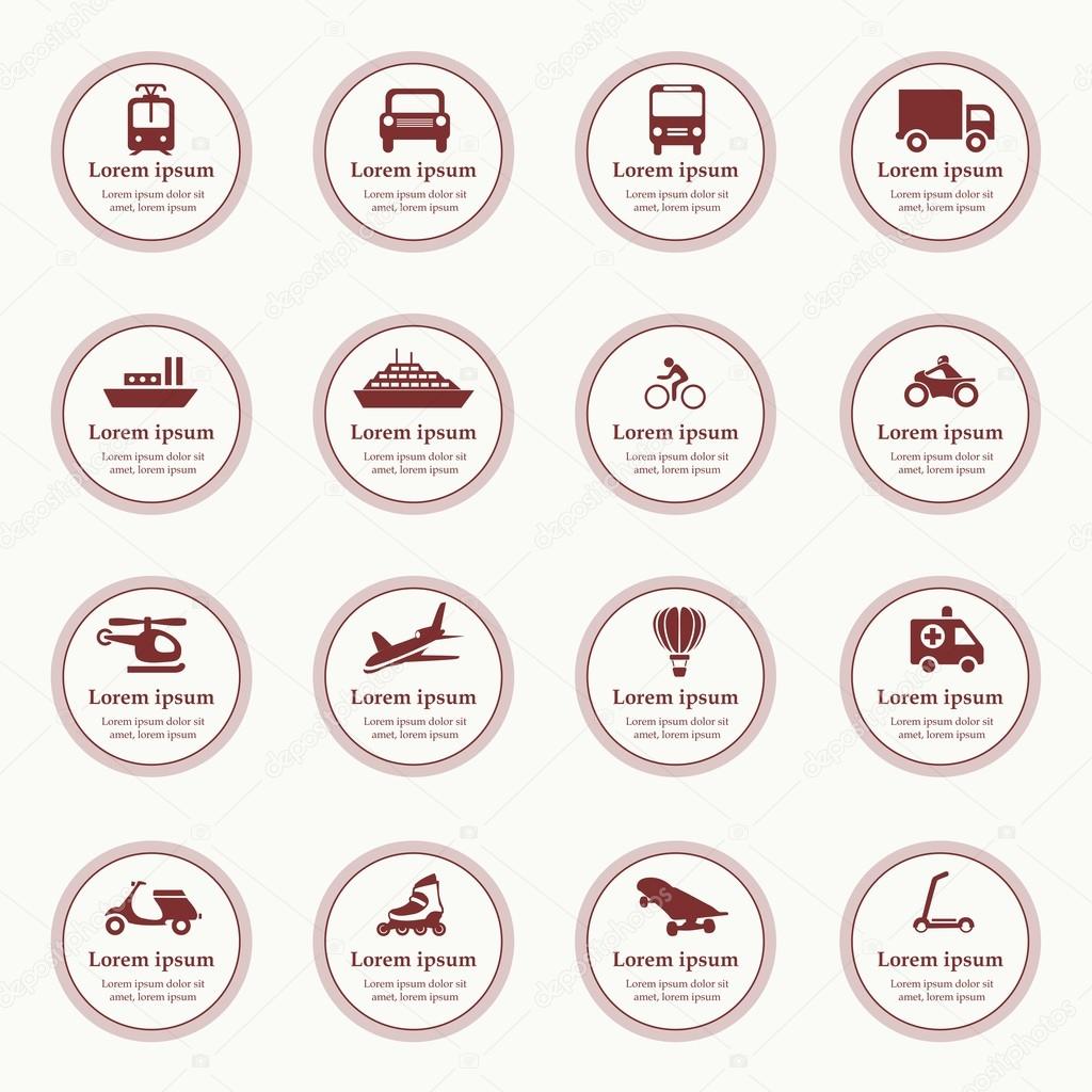 Transportation icons design elements with text