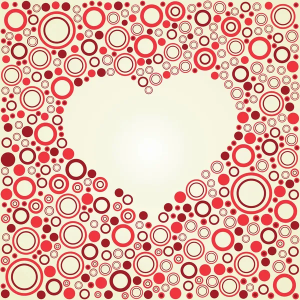 Corazón retro vectorial hecho de círculos de color — Vector de stock