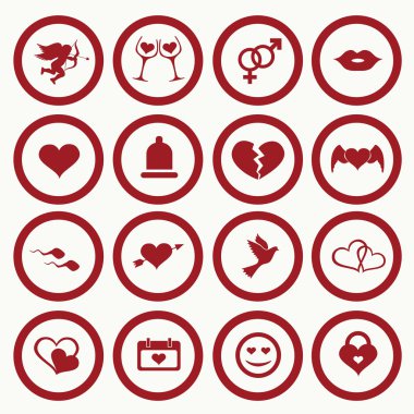 Sevgililer günü simgelerini ayarla, İnternet sembollerinde aşk