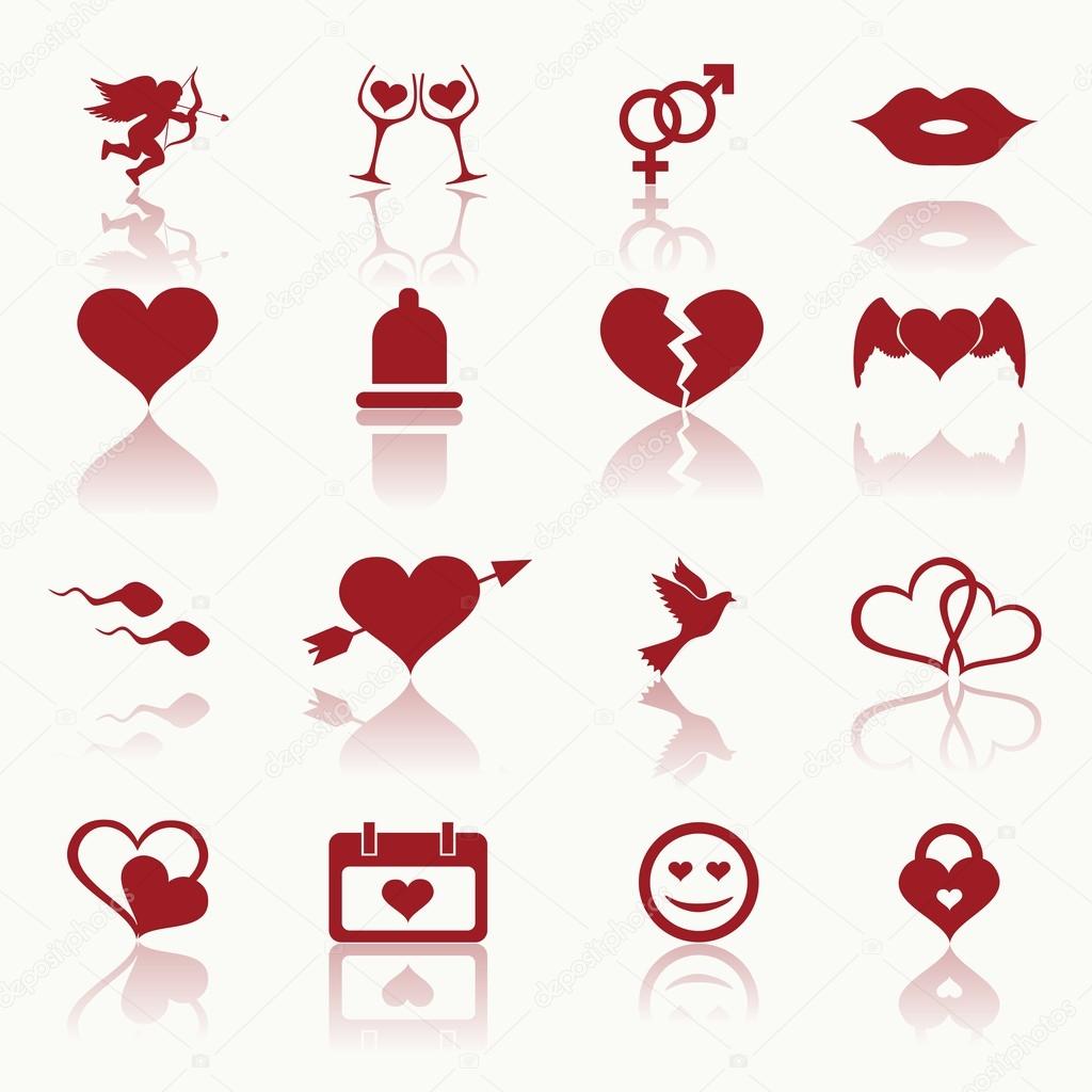 Set valentine's day icons, love on the Internet symbols
