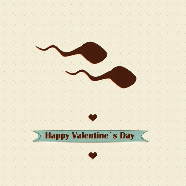 Retro liefde concept Valentijnsdag ontwerp met sperma — Stockvector