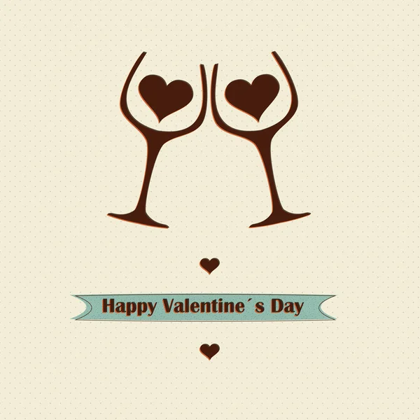 Concepto de amor por el vino retro diseño de San Valentín — Archivo Imágenes Vectoriales