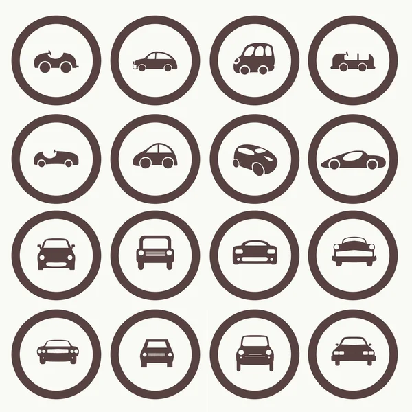 Coches iconos establecer diferentes formas de coche vectorial. — Vector de stock