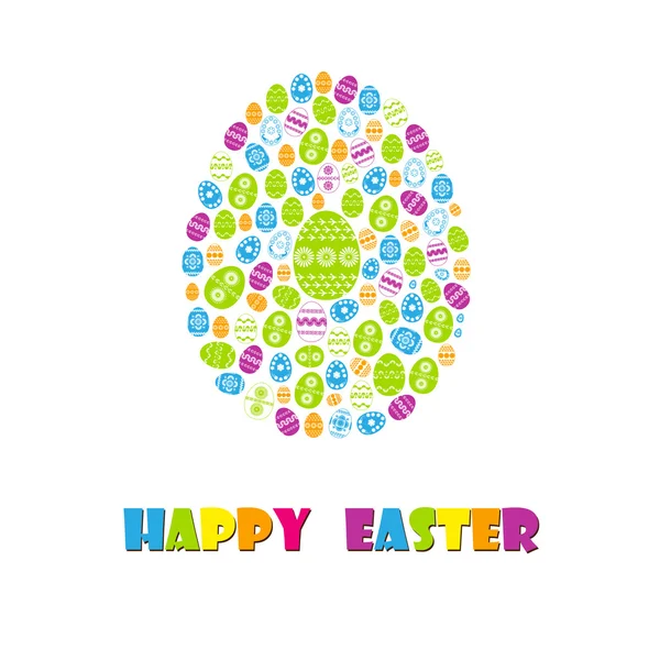 Felice illustrazione delle carte pasquali con uovo di Pasqua — Vettoriale Stock