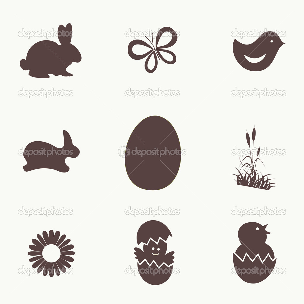 Easter Icon Symbol collection vector, grouped for easy editing.