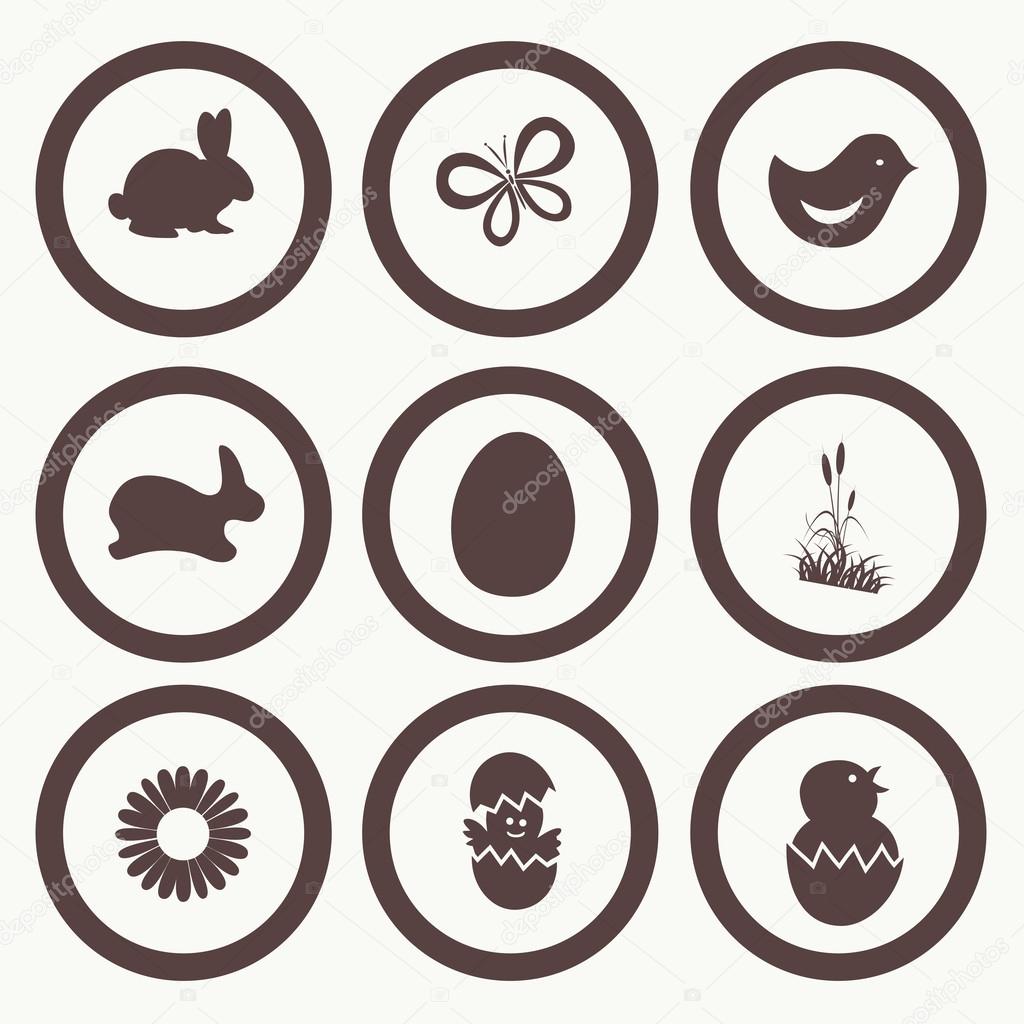 Easter Icon Symbol collection vector, grouped for easy editing.