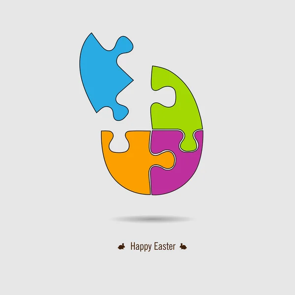 Feliz tarjeta de Pascua eff. Puzzle . — Vector de stock