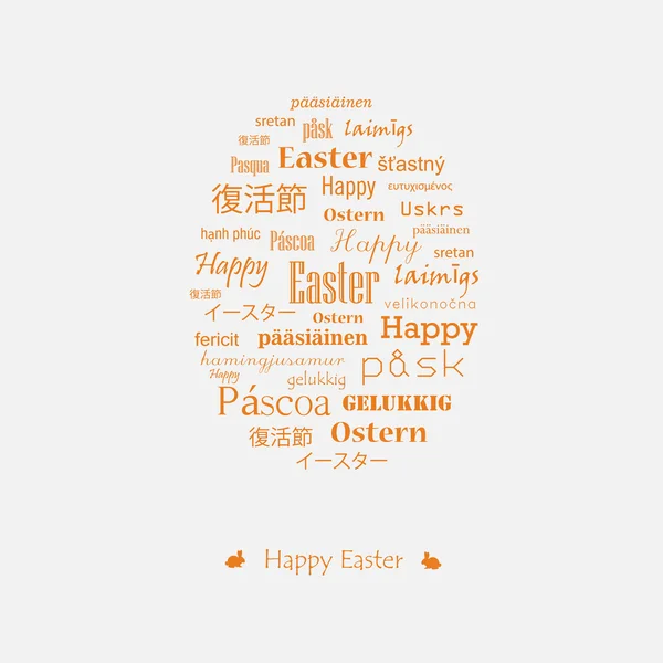 Easter card with greetings in various languages — Stock Vector