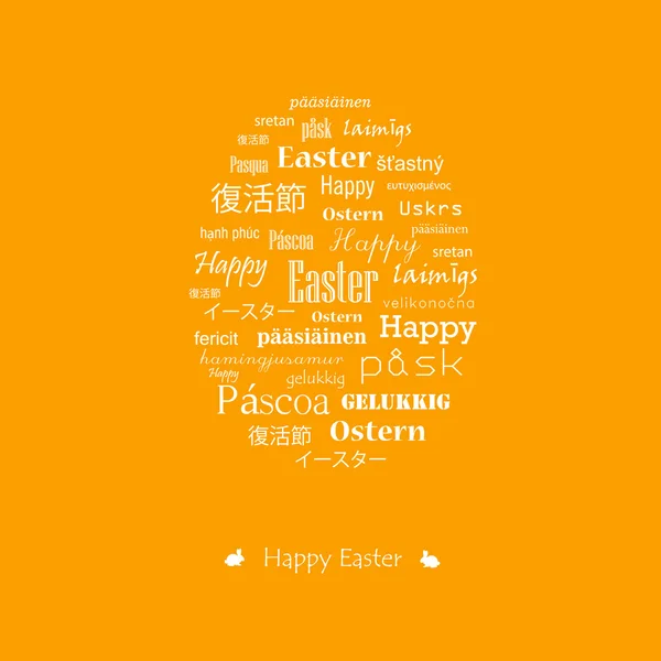 Easter card with greetings in various languages — Stock Vector